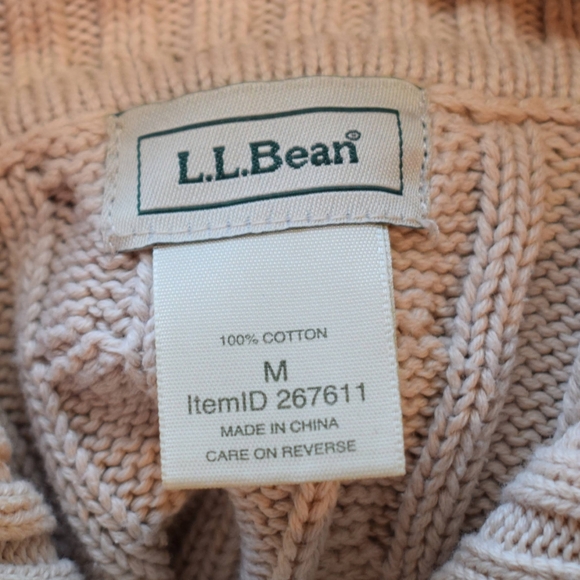 LL Bean Turtle Neck Cable Knit Womens Pullover Sweater Size M Medium Cream Ivory - Picture 5 of 8